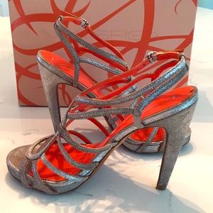 Via Spiga burnished silver strappy platform sandal